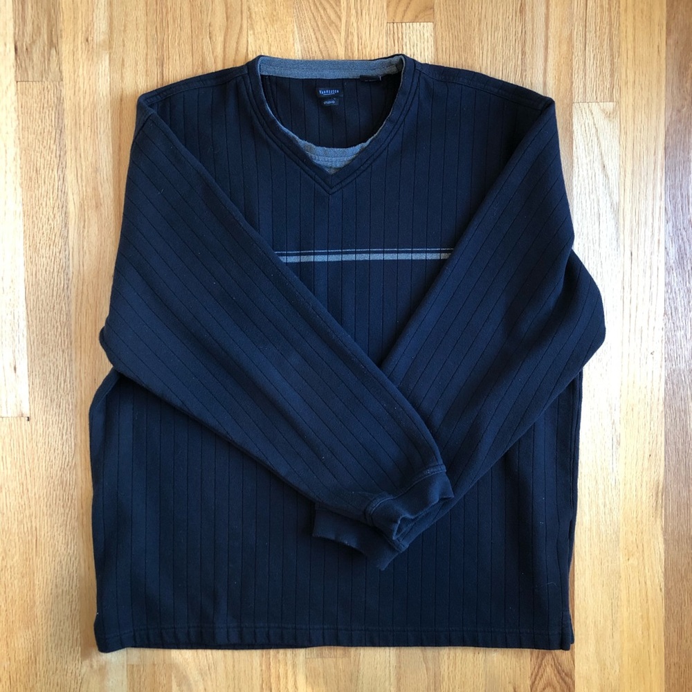 VANHEUSEN Light Sweater Black Ribbed VGUC XL